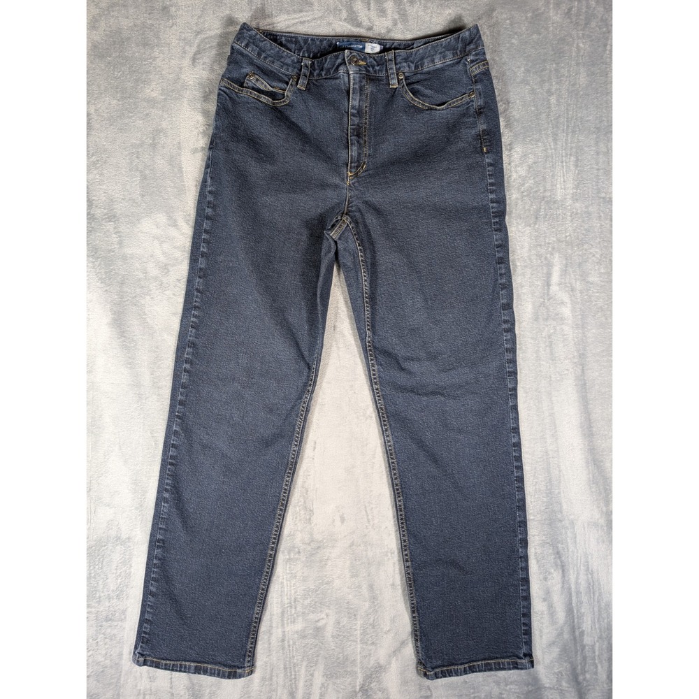 VTG Liz Claiborne Straight Leg Jeans Dark Wash Blue Stretch Denim Size 12 Regula